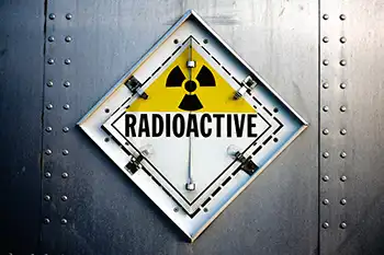 HAZMAT radioactive sign on intermodal drayage truck