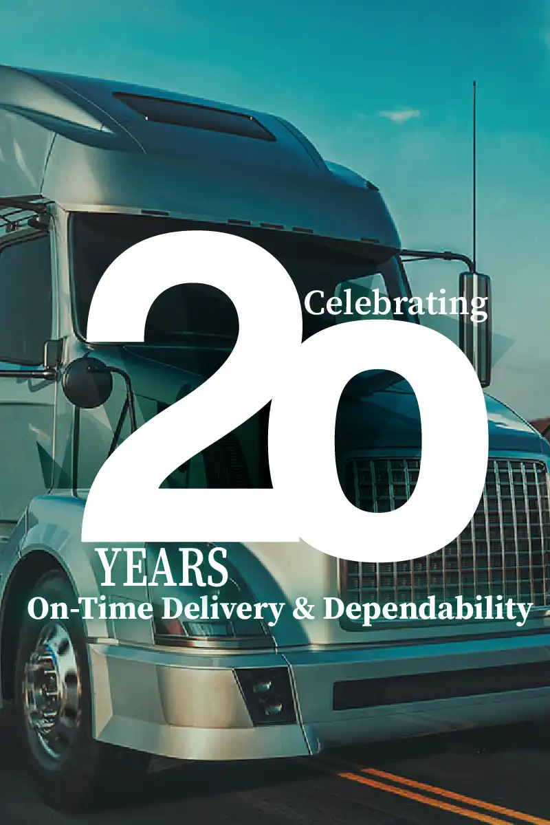 Evans Home page moble slider 20 years v2 Evans Delivery Dallas celebrating 20 years of Intermodal Drayage, Flatbed Trucking, and Logistics for Dallas, Houston, and Nationwide